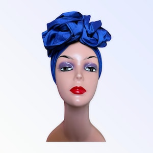 Turban prénoué à double nœud pour femme | Bandage de tête élégant pré-coiffé | Gel auto-adhésif en soie brute | Prêt-à-porter Cravate | Cravate de mariage du Nigeria