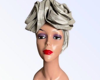 Turban prénoué à double noeud pour femme |Turban Auto Gele | Bandage de tête élégant pré-coiffé | Turban de gala | Cravate de noce.