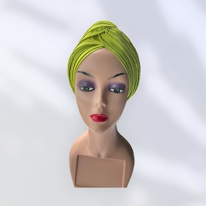 Prêt-à-porter auto Gele, cravate en soie brute Dupion verte, foulard pré-coiffé du Nigeria, gele pour fête de mariage, chapeau turban.