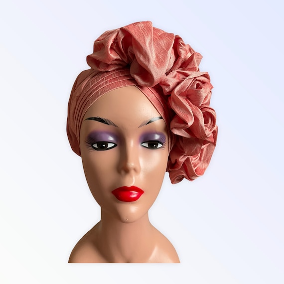 Auto Gele Headtie - Already Made African Head Wrap, Nigerian Aso Oke Bonnet, One Size For Women - View #7