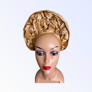 Gele africain, serre-tête doré préformé, cravate auto gele pour fête de mariage, coiffure pour église, écharpe prénouée pour femme, chapeau turban