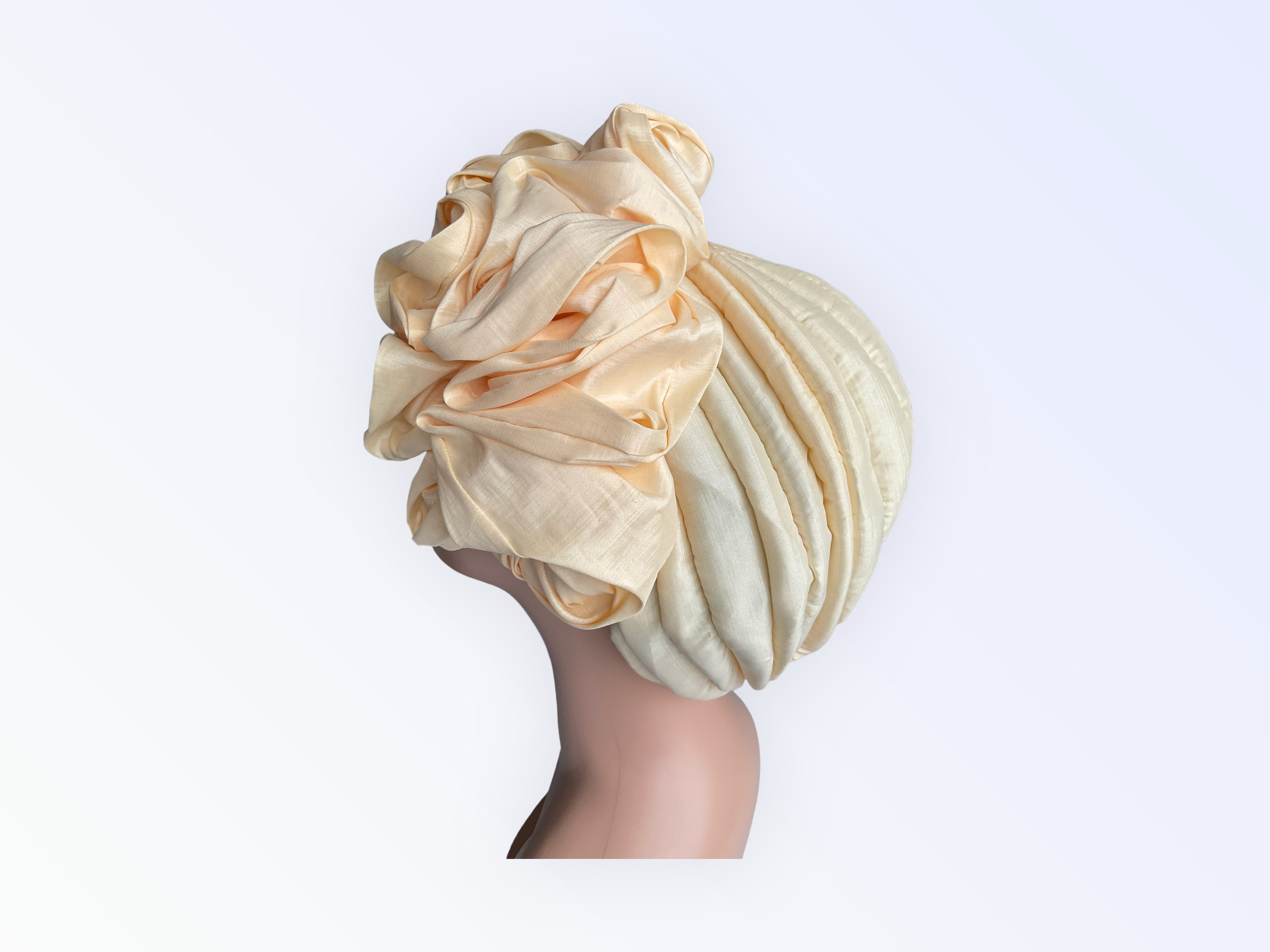 Turban Femme Fait Main En Soie Brute Motifs élégants Multicolore Taille Unique