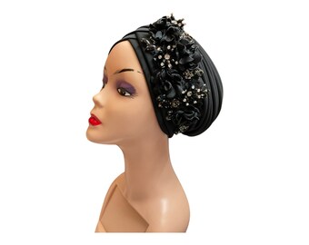 Turban Hat for Women  Embellished  Head wrap for Special Occasions |  Pre tied Wedding Guests  Floral Headscarf | Autogele Ready to Wear