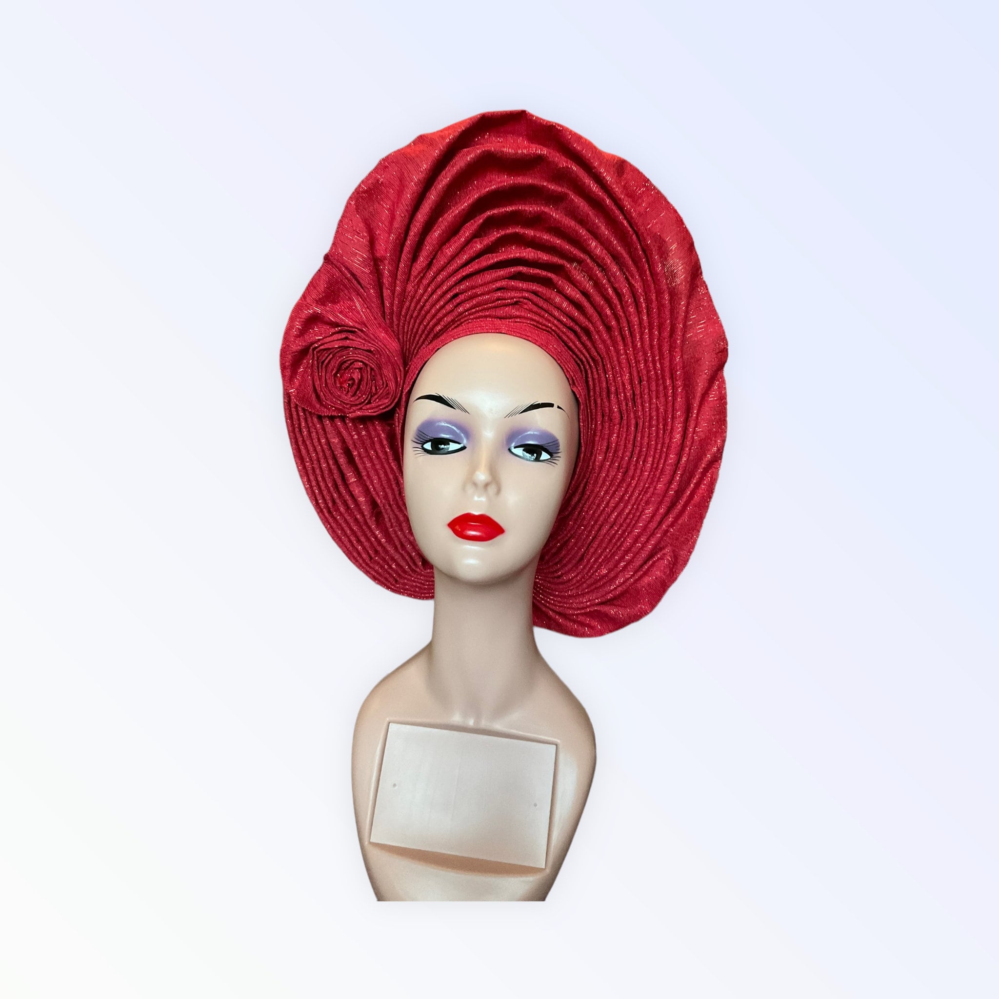 Red Aso Oke Auto Gele: Ready to Wear African Head Tie - Etsy display picture 2