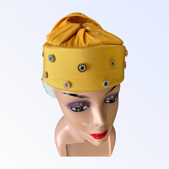Pre-tied Raw Silk Turban Hat: Handmade Fashion Head Wrap  display picture 2