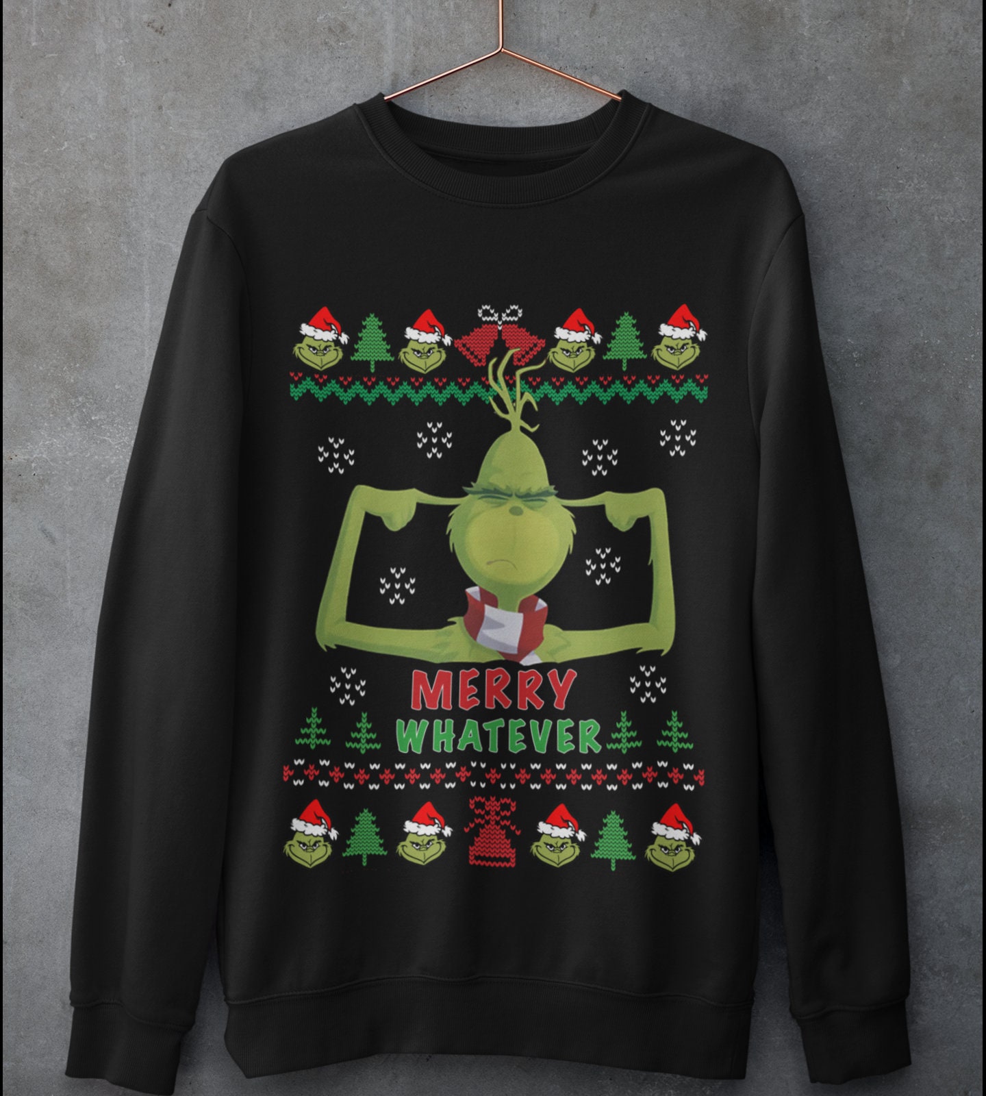 Pull Grinch Noël Drôle Femme | Sweat à Motif Festif | Tissu Polaire Chaud | Pour Famille Assortie | Idée Cadeau Moche Rigolo