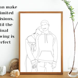 Custom Line Drawing, Custom Family Drawing from Photo, Faceless Drawing, Personalized Gift, Family Portrait illustration, valentine gift image 2