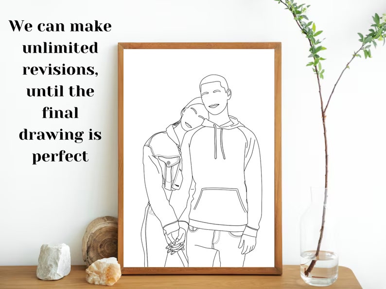 Custom Line Drawing, Custom Family Drawing from Photo, Faceless Drawing, Personalized Gift, Family Portrait illustration, valentine gift image 2