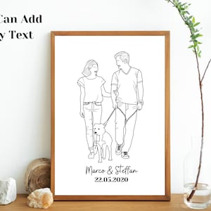 Custom Line Drawing, Custom Family Drawing from Photo, Faceless Drawing, Personalized Gift, Family Portrait illustration, valentine gift image 4