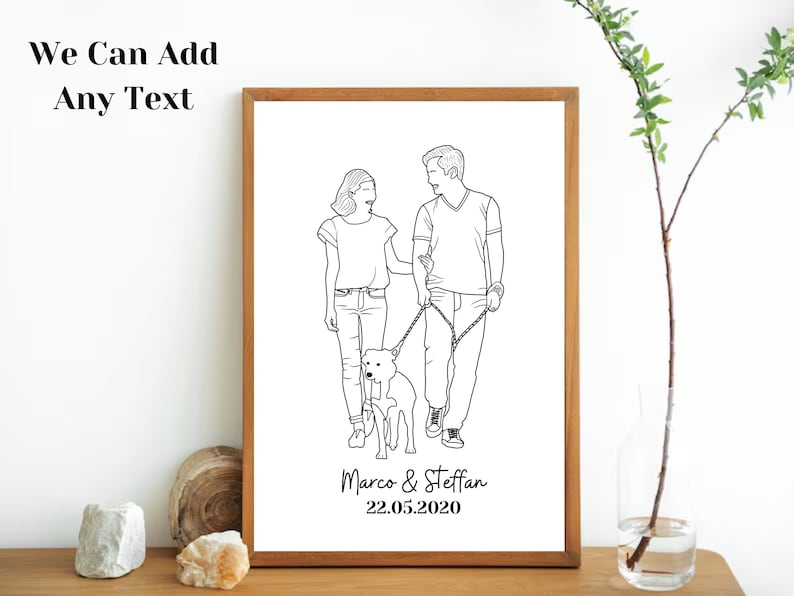 Custom Line Drawing, Custom Family Drawing from Photo, Faceless Drawing, Personalized Gift, Family Portrait illustration, valentine gift image 4