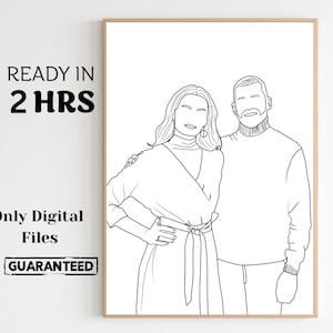 Custom Line Drawing, Custom Family Drawing from Photo, Faceless Drawing, Personalized Gift, Family Portrait illustration, valentine gift