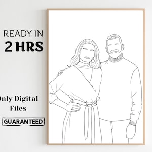 Custom Line Drawing, Custom Family Drawing from Photo, Faceless Drawing, Personalized Gift, Family Portrait illustration, valentine gift image 1