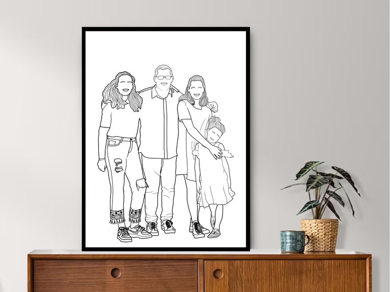Custom Line Drawing, Custom Family Drawing from Photo, Faceless Drawing, Personalized Gift, Family Portrait illustration, valentine gift image 7