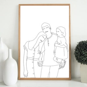 Custom Line Drawing, Custom Family Drawing from Photo, Faceless Drawing, Personalized Gift, Family Portrait illustration, valentine gift image 6