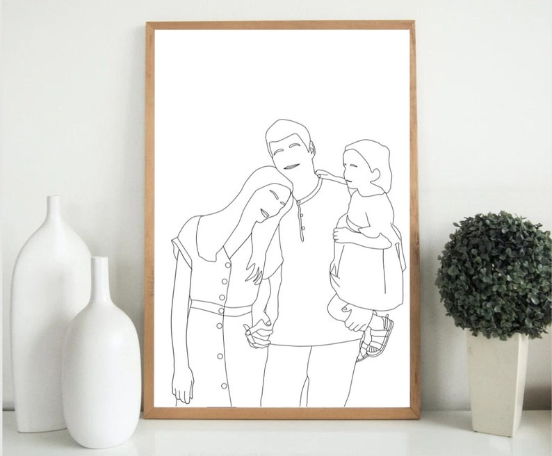 Custom Line Drawing, Custom Family Drawing from Photo, Faceless Drawing, Personalized Gift, Family Portrait illustration, valentine gift image 6
