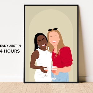 Spersonalizowany portret najlepszej przyjaciółki, prezent urodzinowy dla najlepszej przyjaciółki dla niej, spersonalizowany portret, portret bez twarzy, spersonalizowany portret ze zdjęcia