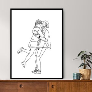 Custom Line Drawing, Custom Family Drawing from Photo, Faceless Drawing, Personalized Gift, Family Portrait illustration, valentine gift image 3