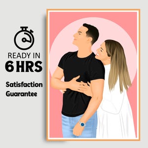 Couple Faceless Portrait, Custom Illustration from Photo, Personalized Gift, Couples Gift for Him & Her, best Anniversary Gift
