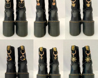 Gold Dr Martens Charms | 6 Styles Doc Charms | DM Boot Shoe Accessories | Boot Accessories | Doc Accessories | Air Wair Charms | Doc Tag