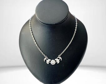 Moon Phases Necklace | Lunar Phase Necklace | Witchy Jewellery | Stainless Steel Moon Necklace | Wiccan Gift for Her