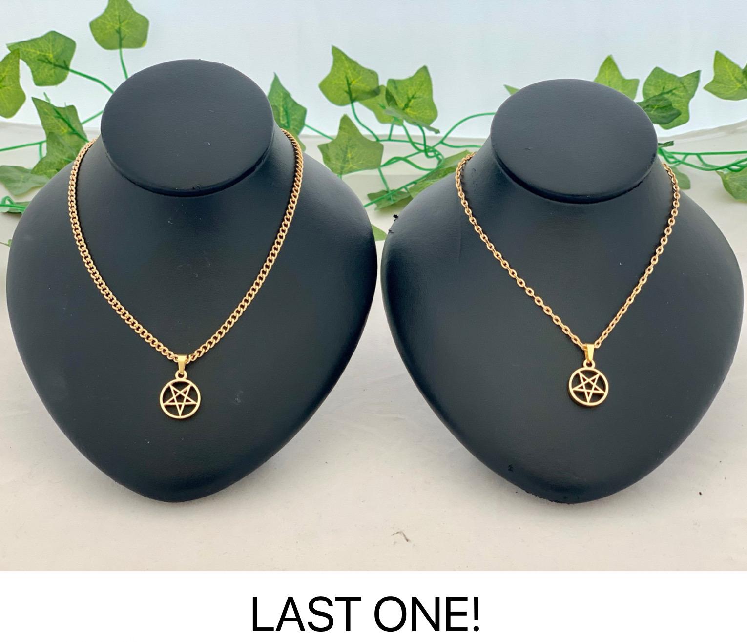 Pentagram Gold Necklace | Pentagram Necklace | Light Gold Necklace in 2 Chain Styles - Choose Size 12” - 24”