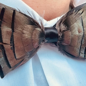 Handmade Unique Wild Turkey Feather Bow Tie