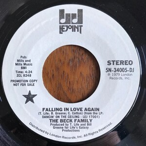 Beck Family Falling In Love Again / (Same) 7” 45 RPM Vinyl Record Promo VG+