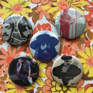 5 Various The Beatles & Related 2.25” Pins