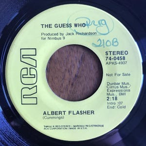 Guess Who Albert Flasher / Broken 7&quot; 45 RPM Vinyl Record Promo G+
