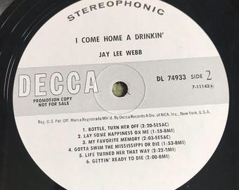 Jay Lee Webb I Come Home A Drinkin Vinyl LP Record Promo VG+ - Etsy