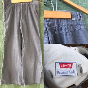 Vintage 70’s Levis Panatela Gray Bell Bottom Corduroy Pants 33x29