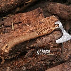Forged Viking Axe: Functional Camping Axe with Ash Wood Handle