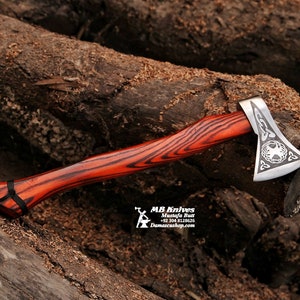 hand forged throwing axe medieval Viking axe, axe head-hatchet-hand axe-Viking-Middle Ages-outdoor-camping-Franziska-wooden handle- (900)