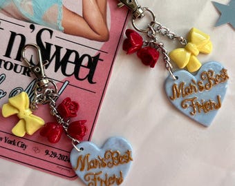 keychain man’s best friends inspired by sabrina carpenter, coquette style, bag charm, gift ideas for fangirl fanboy