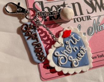 keychain short n sweet aesthetic inspired by sabrina carpenter, bag charm, gift for fangirl fanboy