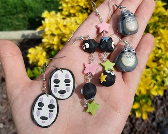 studio ghibli earrings / studio ghibli/ merch/ totoro earrings/ soot sprite/ no face/ my neighbor tortoro/ Kaonashi
