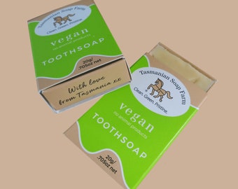 Tasmanian Vegan Tooth Soap (2 x 20g) - Peppermint, Olive & Hemp Oil