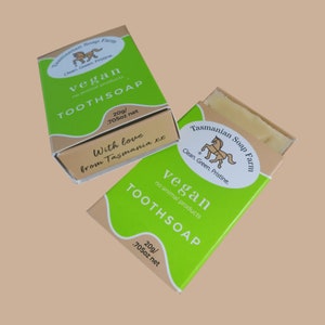 2 Stk∙TASMANIAN SEIFE FARM∙vegan/keine tierischen Produkte/∙20g ea∙toothsoap∙all-natural∙handmade∙100% Tasmanian∙Pfefferminzöl∙Olivenöl∙Hanföl