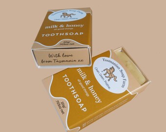 2 Tasmanian Tooth Soap Bars, Milk & Honey, All-Natural, Handmade
