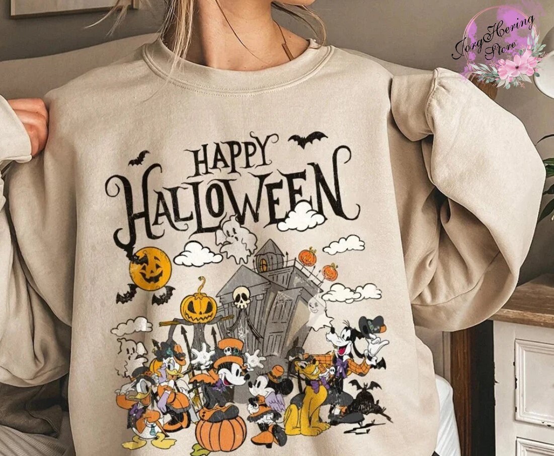 Discover Happy Halloween Vintage Disney Sweatshirt, Vintage Mickey Sweatshirt