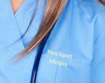 Flex étiquette Métier/Nom Docteur, Infirmière, Préparateur, Pharmarcie Personnalisable Thermocollant Flocage DIY