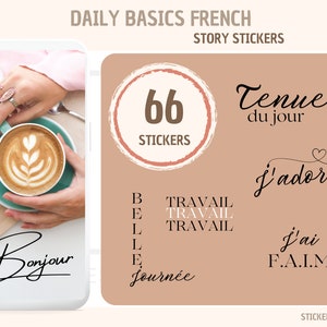 66 French Daily Stickers for Instagram Story - Instant Download/Autocollants Quotidien Photos PNG - Téléchargement direct