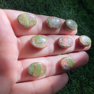Ruby Zoisite Gemstone Lot of 8, Smooth Oval Cabochons 14x10mm, 39 Carat Loose Stones for Jewelry Making