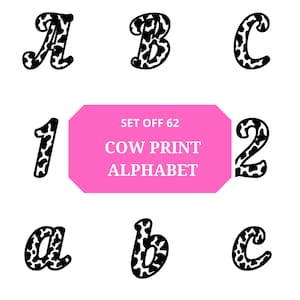 Cow Print Alphabet for Sublimation and Printables