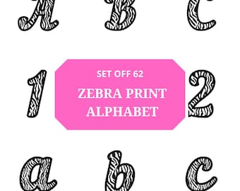 Descarga digital del alfabeto con estampado de cebra