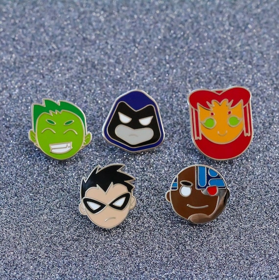 Teen Heroes Teen Titans Five Pin Set Beast Boy Starfire - Etsy