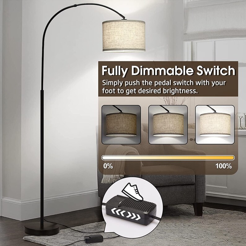 Dimmable Floor Lamp Arc Floor Lamp With Dimmer Black Etsy