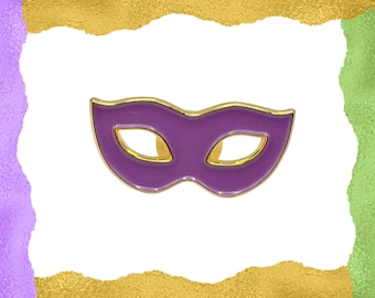 Lila maskeradmask emaljnål, Mardi Gras-present, kavajtillbehör, klassisk stil