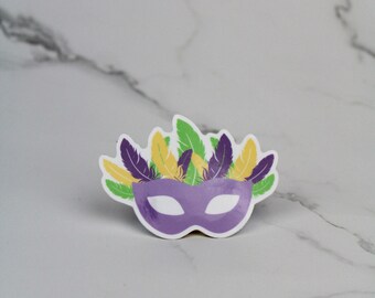 Mardi Gras-mask med fjädrar-klistermärke