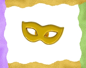 Gul maskeradmask emaljnål, Mardi Gras-present, kavajtillbehör, klassisk stil